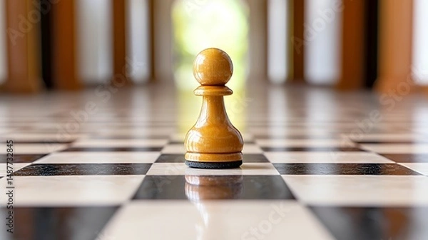 Obraz Chess Pawn on Checkered Board