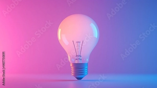 Fototapeta Lightbulb Idea with neon light 
