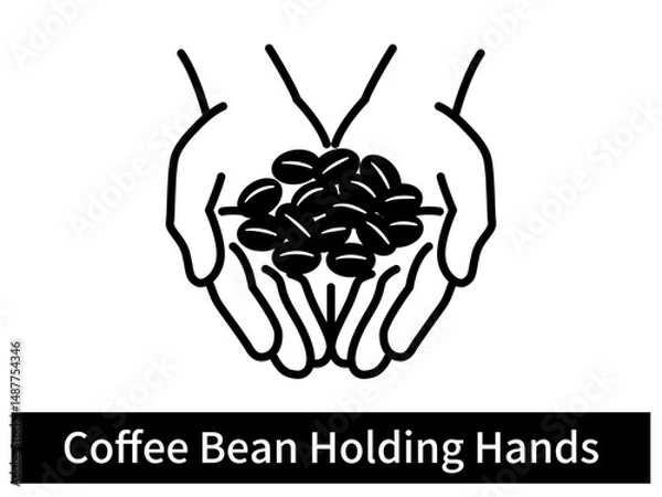 Obraz Coffee Bean Holding Hands Icon