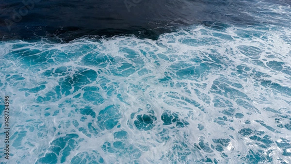 Fototapeta raging powerful ocean waves aerial view
