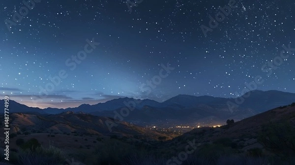 Obraz night sky and mountains