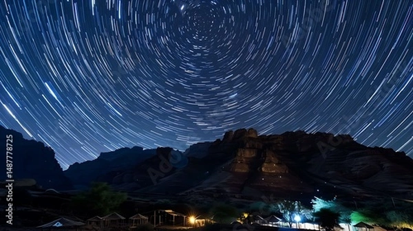Obraz moon over the mountains