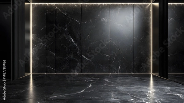 Fototapeta Elegant polished marble surface in charcoal luxury interior design modern space minimalist aesthetic textured stone background