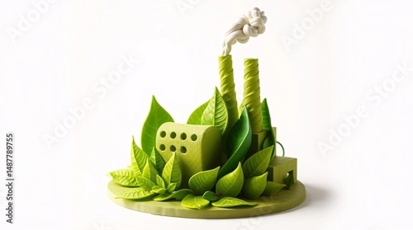 Obraz Leaf Factory Representing Green Manufacturing
