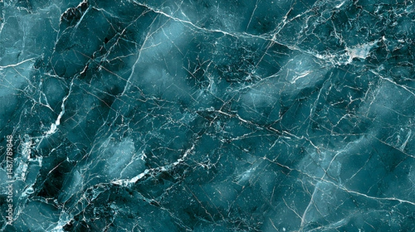 Fototapeta Luxury polished marble surface in deep teal elegant texture stone background high-end interior design