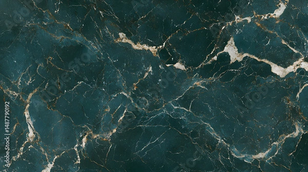 Fototapeta Elegant deep teal marble surface luxury interior design polished stone texture upscale environment artistic viewpoint