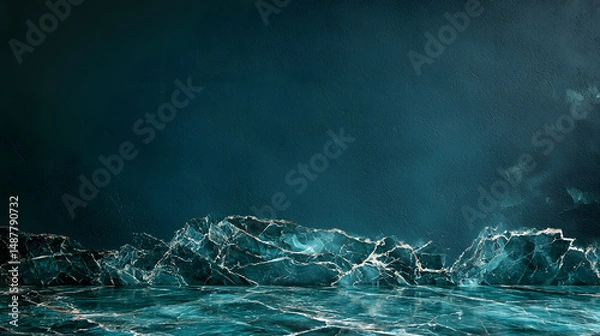 Fototapeta Luxury polished marble surface in deep teal elegant texture stone background interior design artistic viewpoint