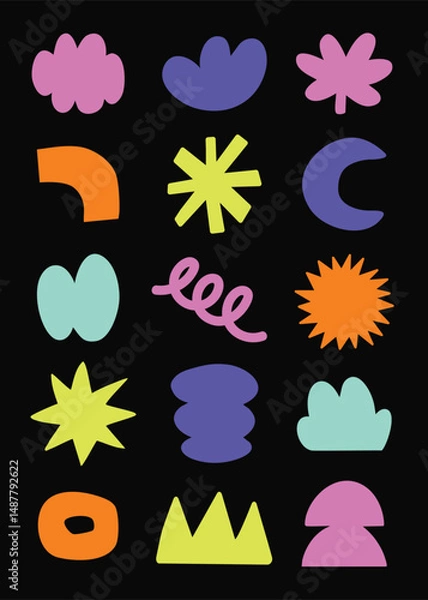 Obraz Colorful organic abstract geometric shape vector illustrations