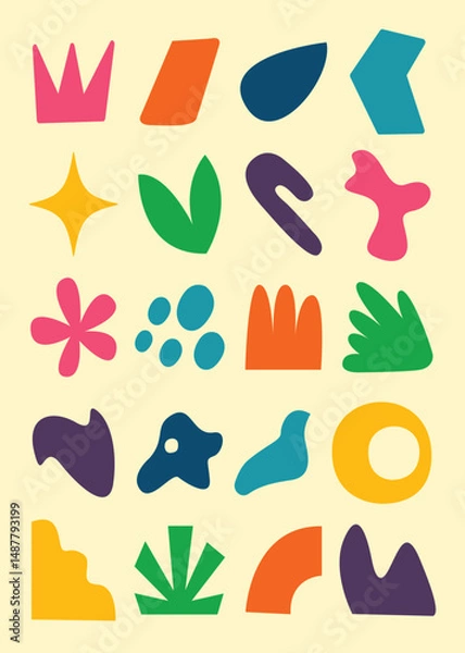 Obraz Colorful organic abstract geometric shape vector illustrations