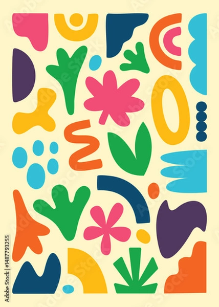 Obraz Colorful organic abstract geometric shape vector illustrations