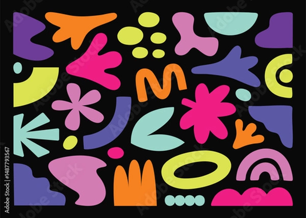 Obraz Colorful organic abstract geometric shape vector illustrations