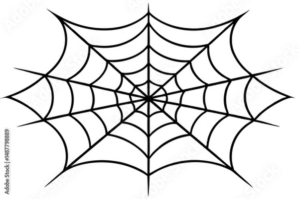 Fototapeta spider web silhouette line art vector illustration with a white background