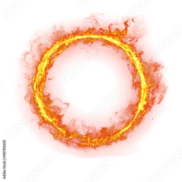 Obraz Fiery Ring with Intense Flames. PNG.