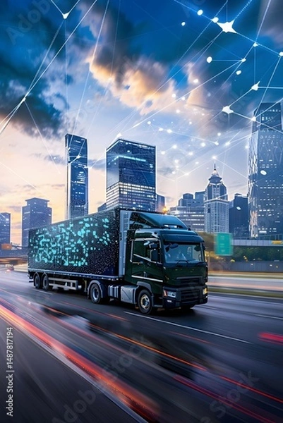 Obraz delivery truck connected to cloud tracking system