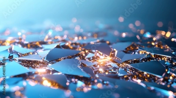 Fototapeta Dynamic shattered glass artistry creative studio digital artwork futuristic environment close-up view abstract concept