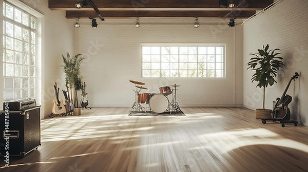 Obraz Empty rehearsal studio with a clean and organized layout