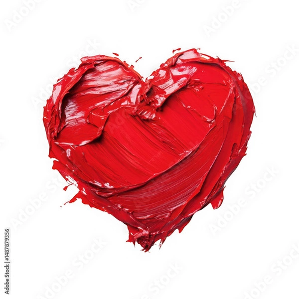 Fototapeta Red paint heart shape isolated on transparent background
