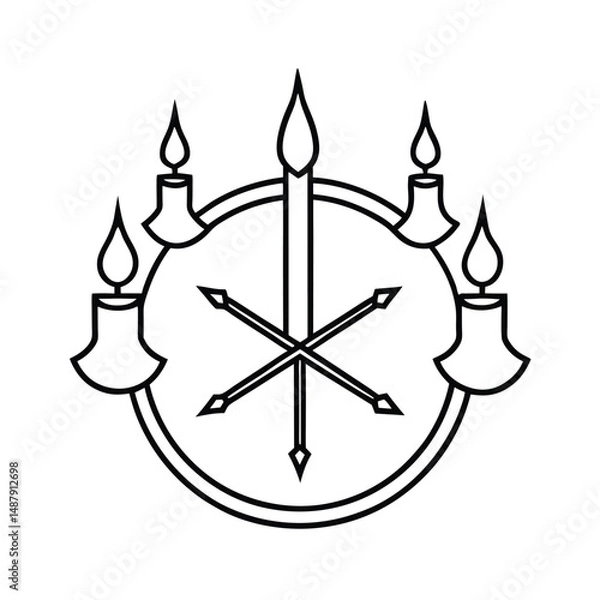 Fototapeta vector illustration of a shield with sword