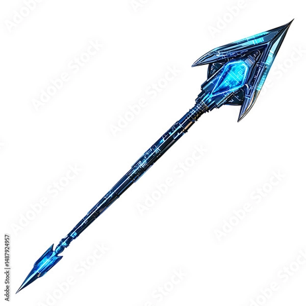 Fototapeta Futuristic Arrow with Digital Precision in Electric Blue and Black Isolated on Transparent Background