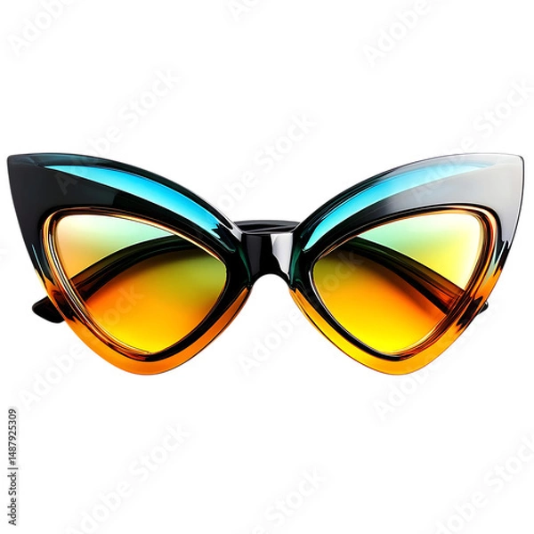 Fototapeta Dynamic Cat Eye Sunglasses with Aerodynamic Contour Isolated on Transparent Background