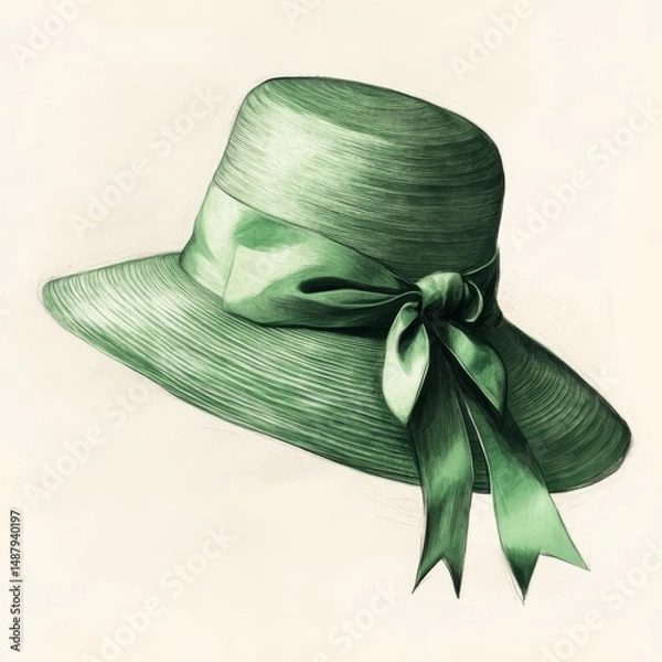 Fototapeta Hand drawn kentucky derby hats design vector flat modern isolated illustration