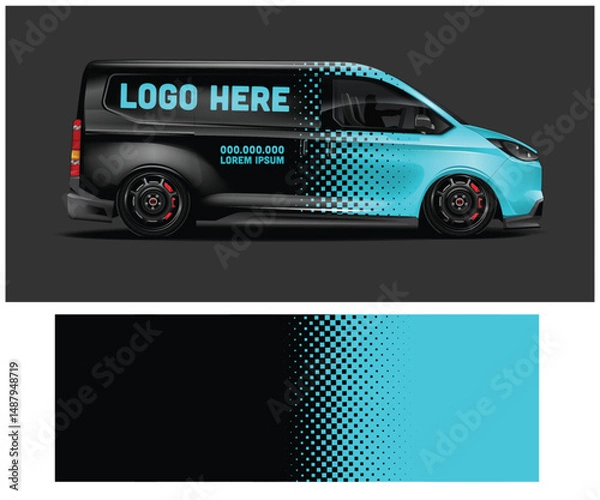 Obraz Modern Van Design Template with Halftone Pattern and Logo Space
