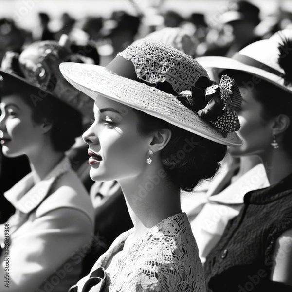 Fototapeta Elegant and Fancy Hats at Horse Race