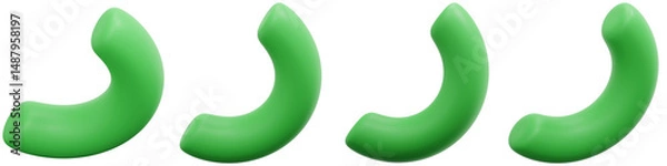 Fototapeta Set of Green Curved Shapes for Creative Design and Artistic Projects 3d Render Icon Illustration