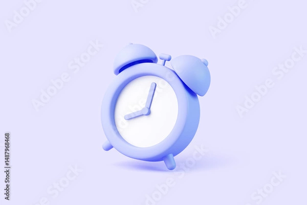 Obraz Blue 3D alarm clock tilted on pastel background
