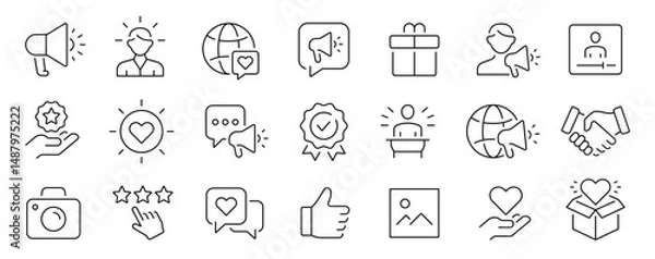 Obraz Brand ambassador thin line icons set. Influence person, marketing symbol. Editable stroke. Vector