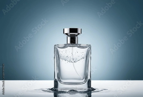 Fototapeta Premium Fragrance Bottle Creating a Splash in Water with Elegant Design