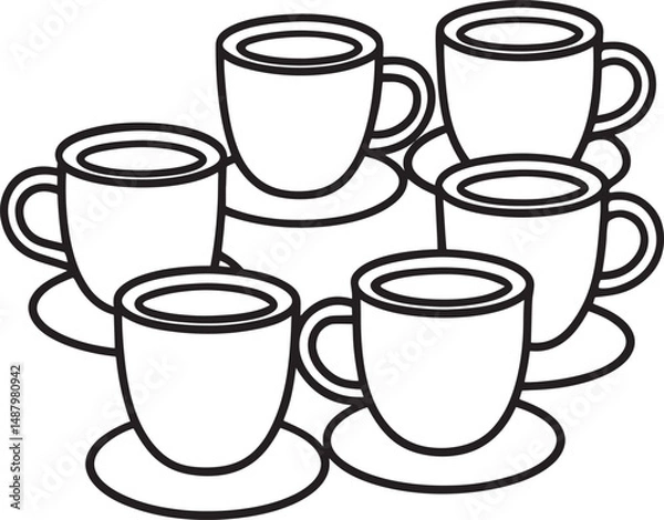 Fototapeta coffee cup line art design white background with victor file.
