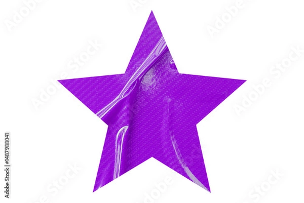 Obraz Crumpled purple star pattern stickers, separated on a transparent background.