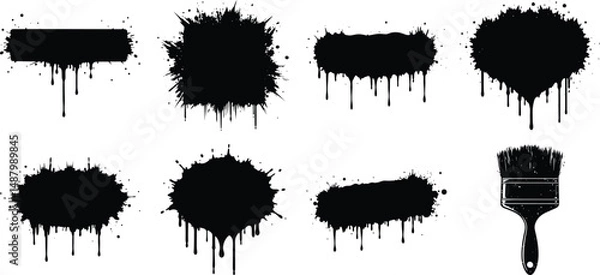 Fototapeta Ink blots Stroke set