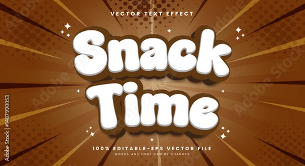 Fototapeta Snack Time 3d editable text effect Template suitable for comic Style