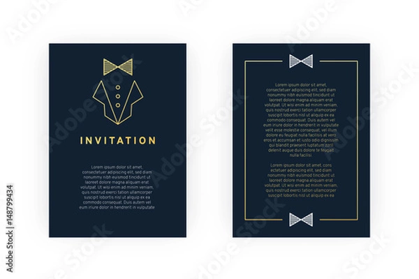 Fototapeta Invitation with bow tie, vector illustration