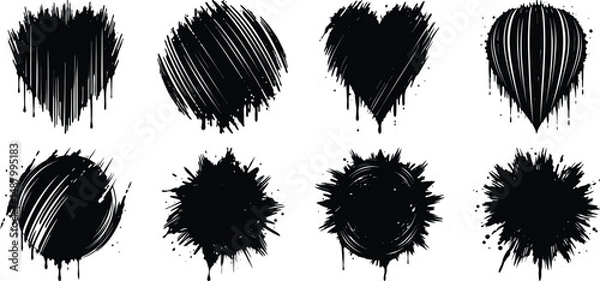 Fototapeta Black brush strokes set isolated on background