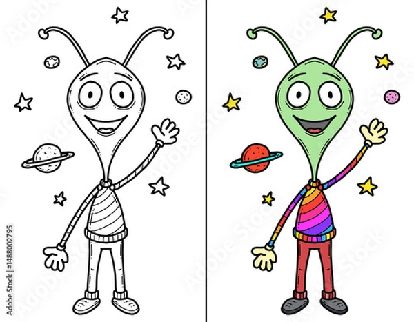 Obraz Alien, Außerirdischer, Ausmalbild, Ausmalen, 