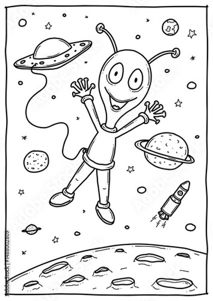 Obraz Alien, Außerirdischer, Ausmalbild, Ausmalen, 