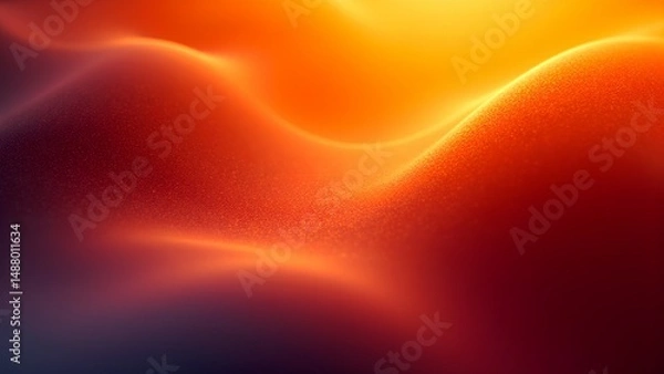 Fototapeta Abstract glowing waves in warm orange and yellow tones create a smooth, dreamy, and atmospheric landscape.