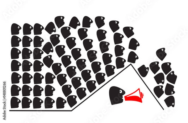 Obraz Human Herd Instinct. People following the majority without making their own decision also called the bandwagon effect