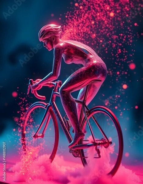 Obraz a 3d diamond statue of a racing cyclist woman