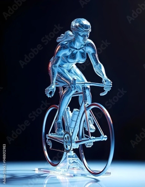 Obraz a 3d diamond statue of a racing cyclist woman