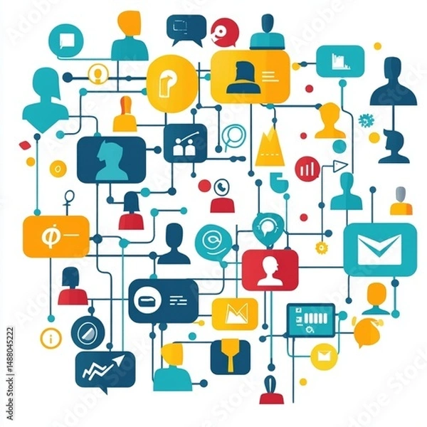 Fototapeta Global Network Connection Abstract Colorful Business Illustration Graphic Design flat info data     
