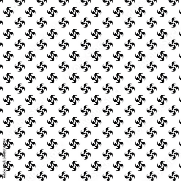 Fototapeta Black and white vector seamless pattern with small diamonds , star shapes ,rhombuses .Abstract black and white geometric texture .Simple minimal wide repeat background .