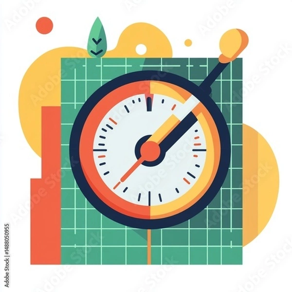 Fototapeta Abstract Colorful Clock Design Modern Vector Illustration Graphic red art dial time tool blue flat  