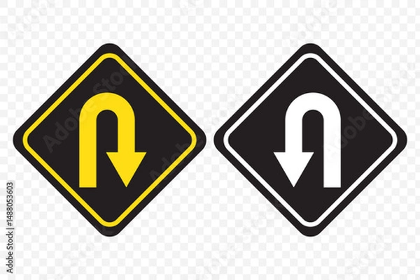 Fototapeta U-turn sign design for templates on Transparent Background. EPS 10.