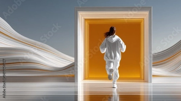 Obraz Person running through doorway abstract interior