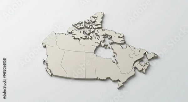 Obraz Canada Map Outline - Minimalist Beige Design