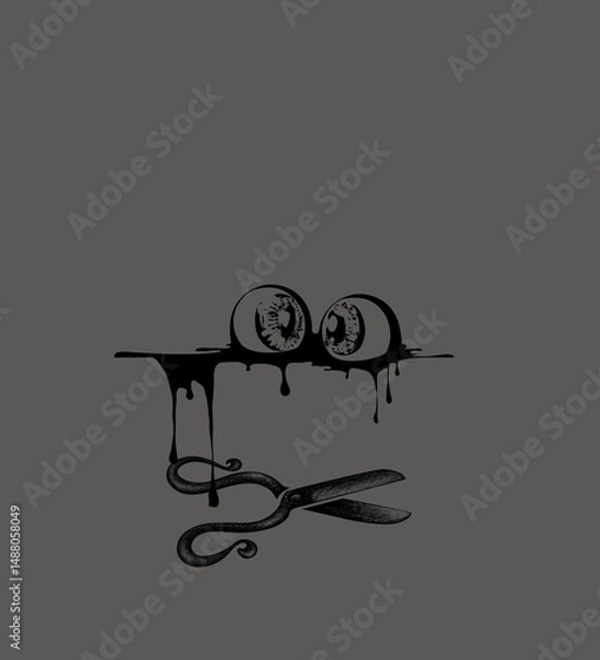 Fototapeta an eye that has been plucked out using scissors